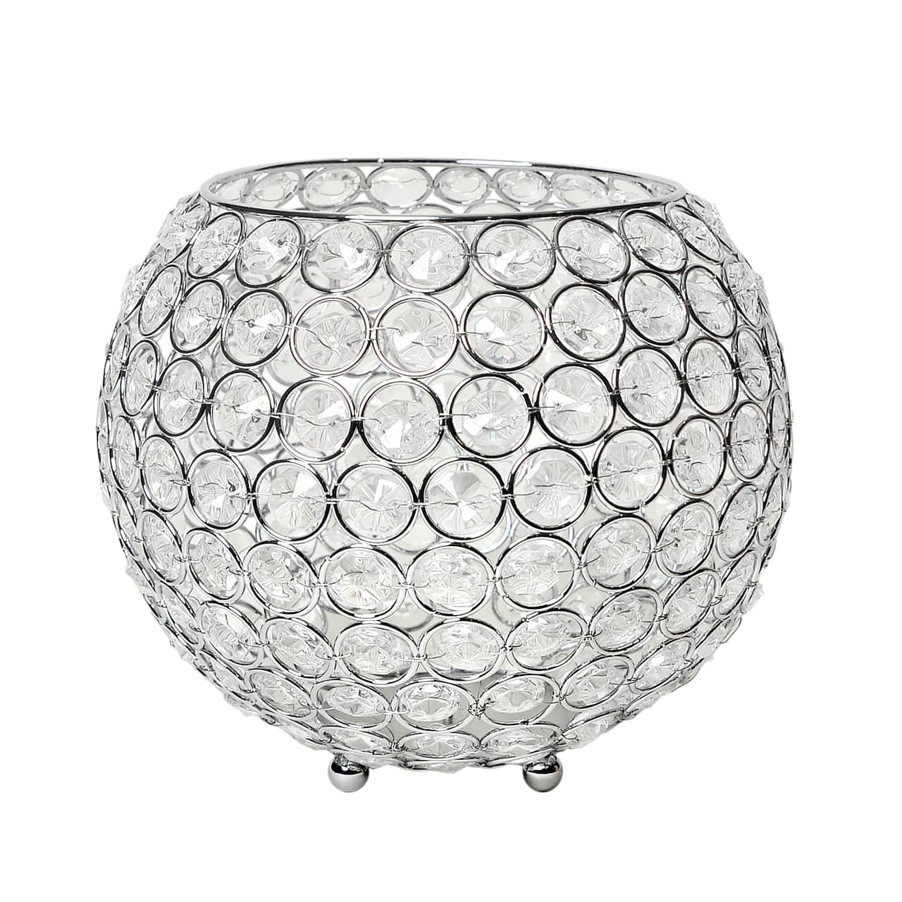 Elegant Designs&#x2122; Chrome Crystal Circular Bowl Candle Holder
